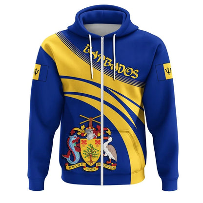 Barbados Coat Of Arms Zip Hoodie Cricket Stylew