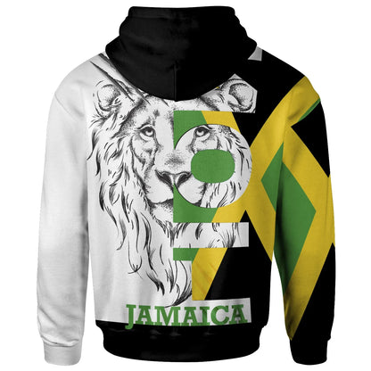 Jahblessjamaica Zip Hoodie Jamaica Lion With Flag Color
