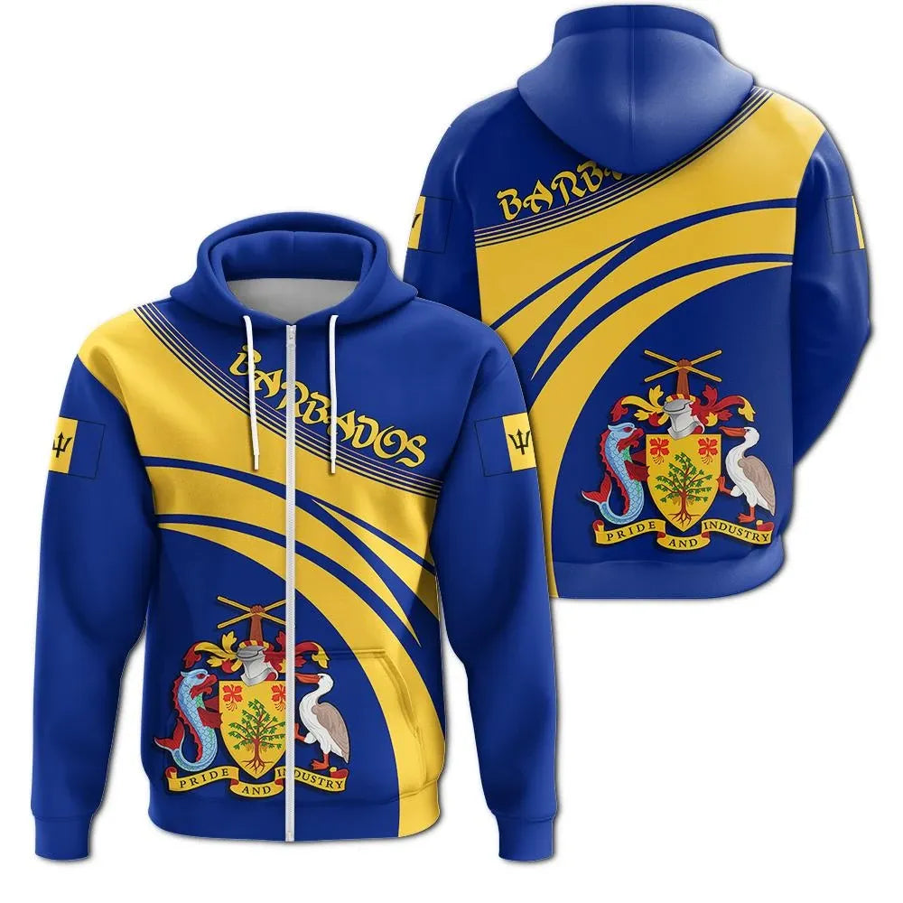 Barbados Coat Of Arms Zip Hoodie Cricket Stylew