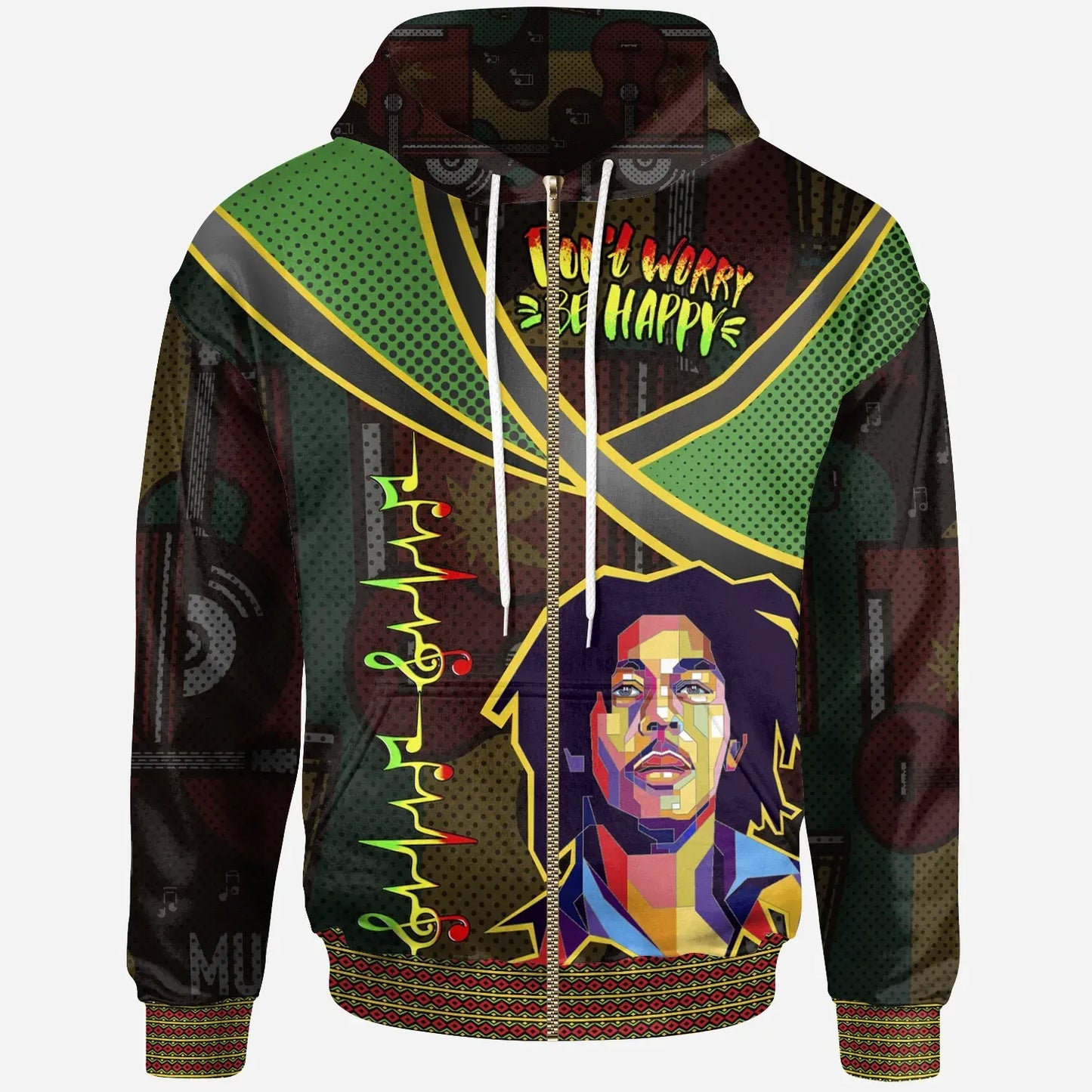 Zip Up Hoodie Jamaica Bob Marley