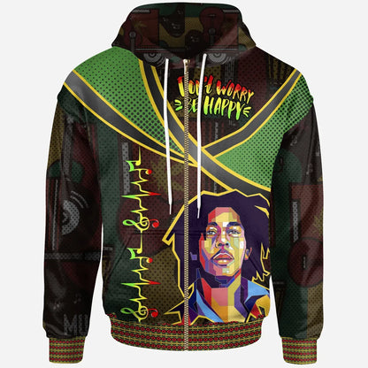 Zip Up Hoodie Jamaica Bob Marley