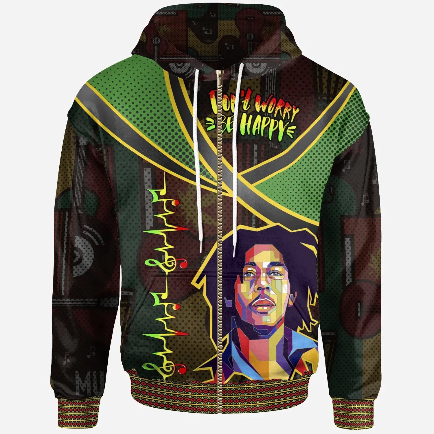 Zip Up Hoodie Jamaica Bob Marley
