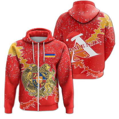 Armenia Christmas Coat Of Arms Zip Up Hoodie X Styl
