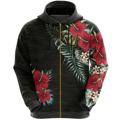 Barbados Hibiscus Zipper Hoodie