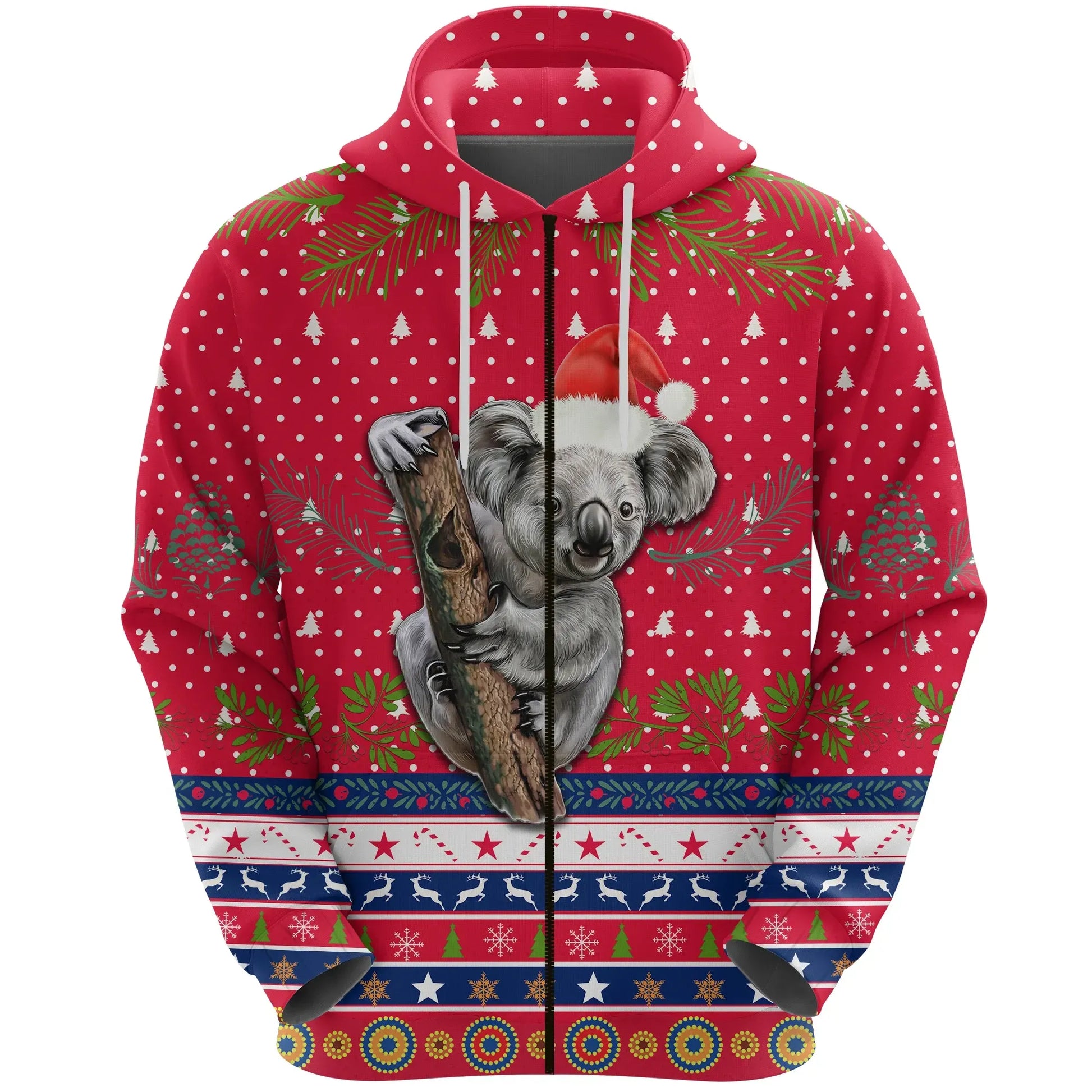Australia Christmas Aboriginal Zip Hoodie Koala Version