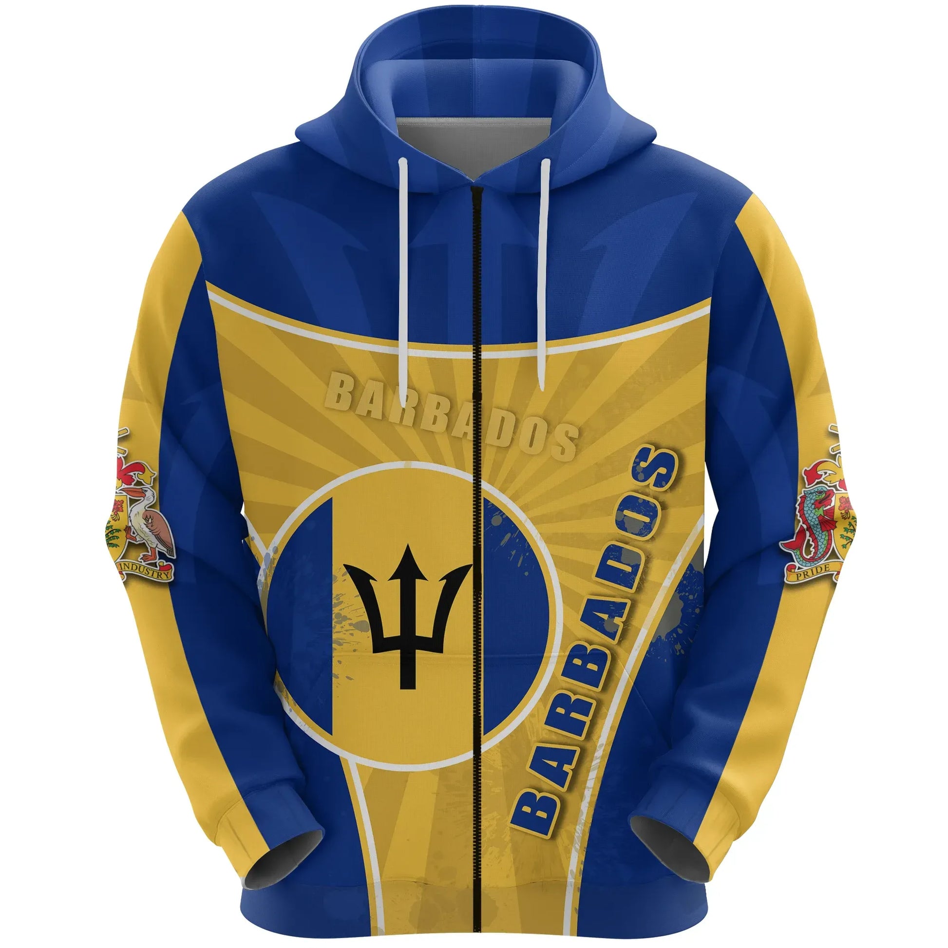 Barbados Zip Hoodie Circle Stripes Flag Proud Version
