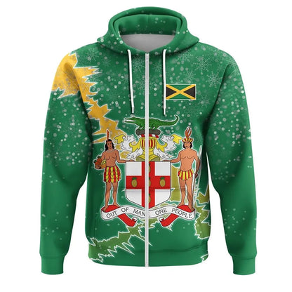 Jamaica Christmas Coat Of Arms Zip Up Hoodie X Styl