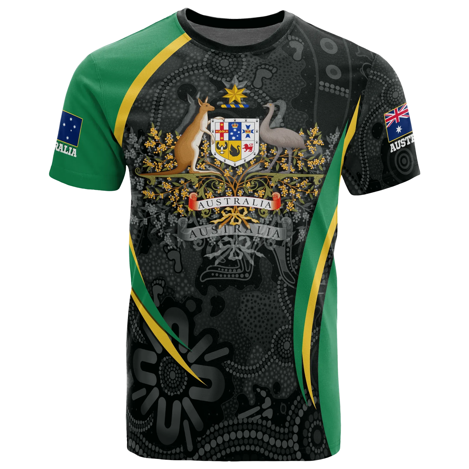 Australia T Shirt Australia Coat Of Arms T Shirt Aussie Spirit Green Unisex