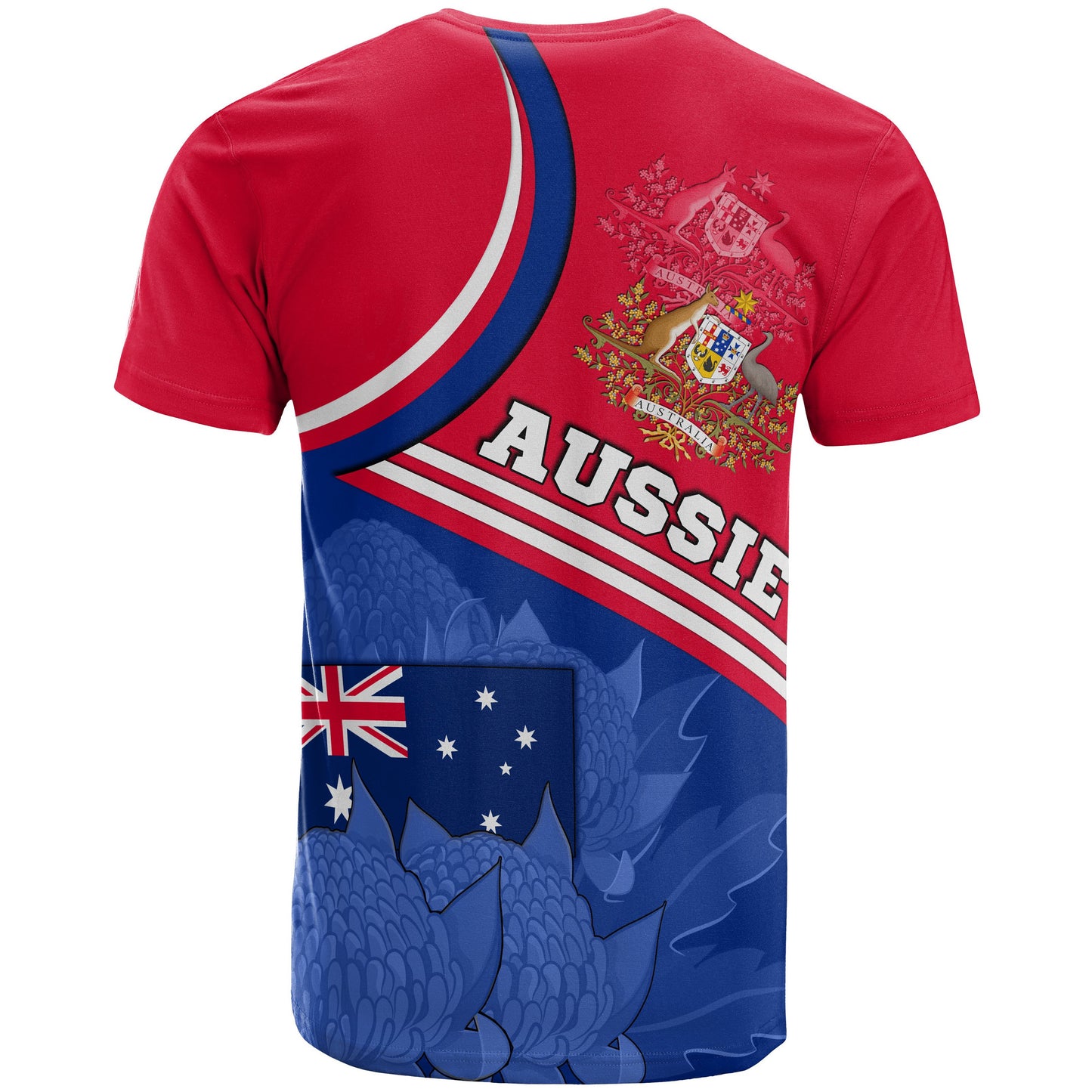 Australia T Shirt Aus Flag And Coat Of Arms Shirt Waratah Flowers 18