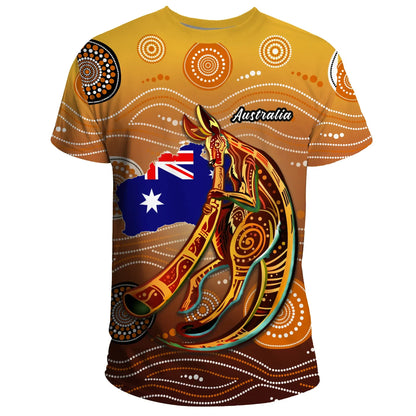 Australia T Shirt Map Kangaroo Aboriginal