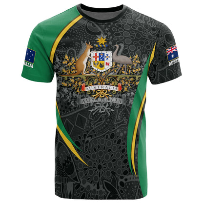 Custom Text Australia T Shirt, Australian Coat Of Arms Aussie Spirit Green