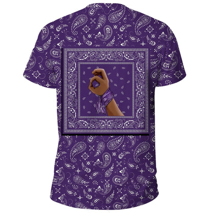 Grape Street Crips Gang T-Shirt - Purple Bandana Pattern Unisex Shirt