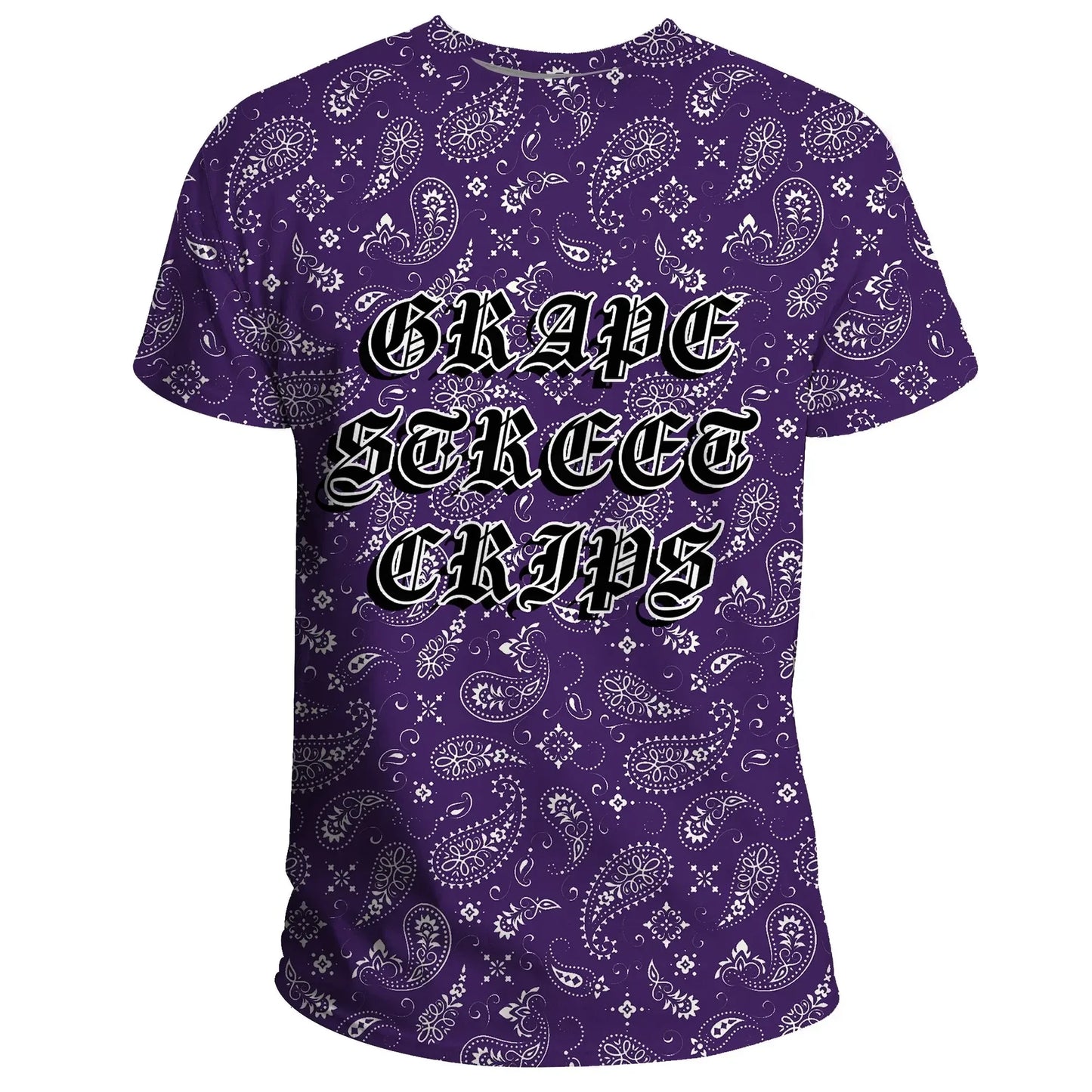 Grape Street Crips Gang T-Shirt - Purple Bandana Pattern Unisex Shirt