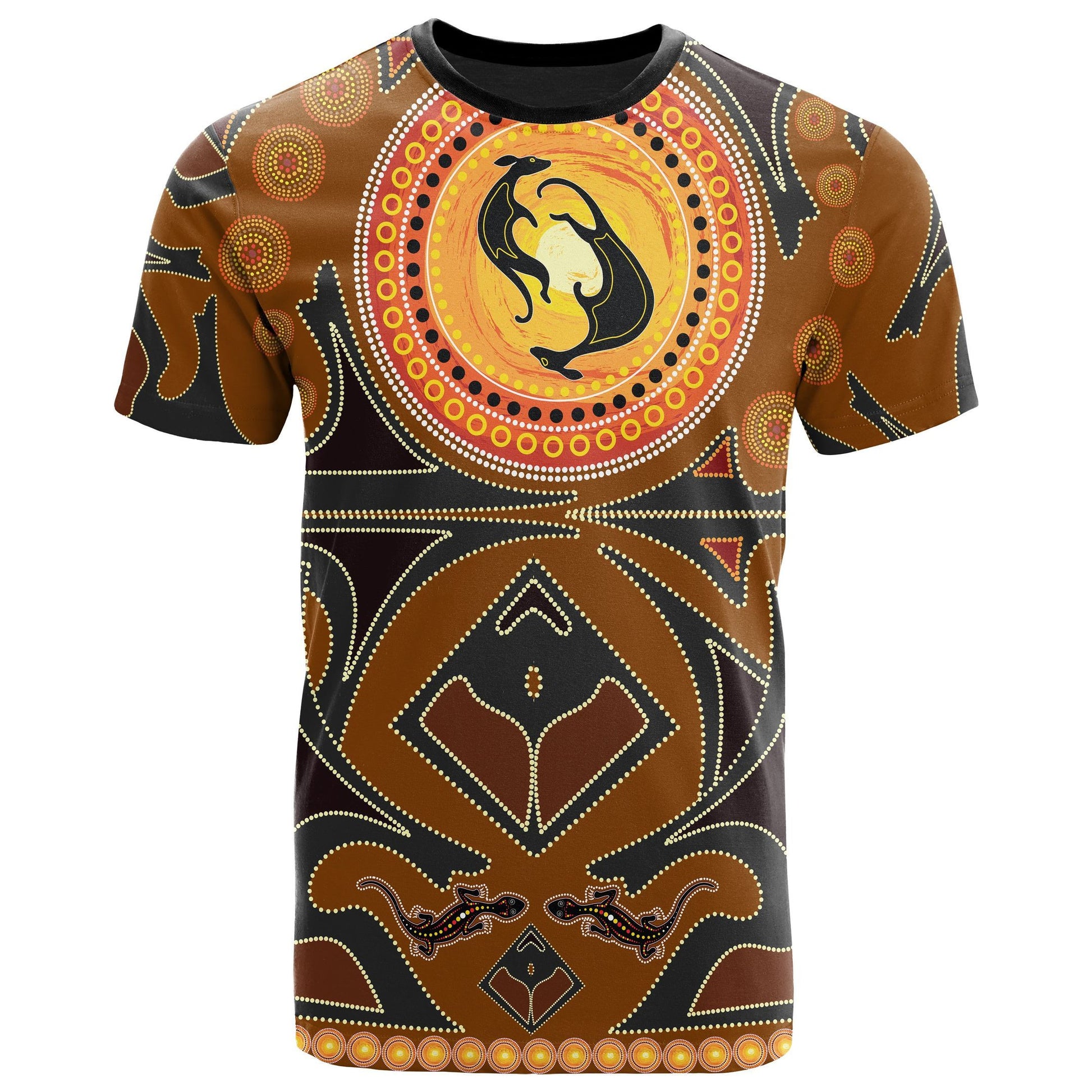 1S Aboriginal T Shirt Lizard, Kangaroo Dot Patterns