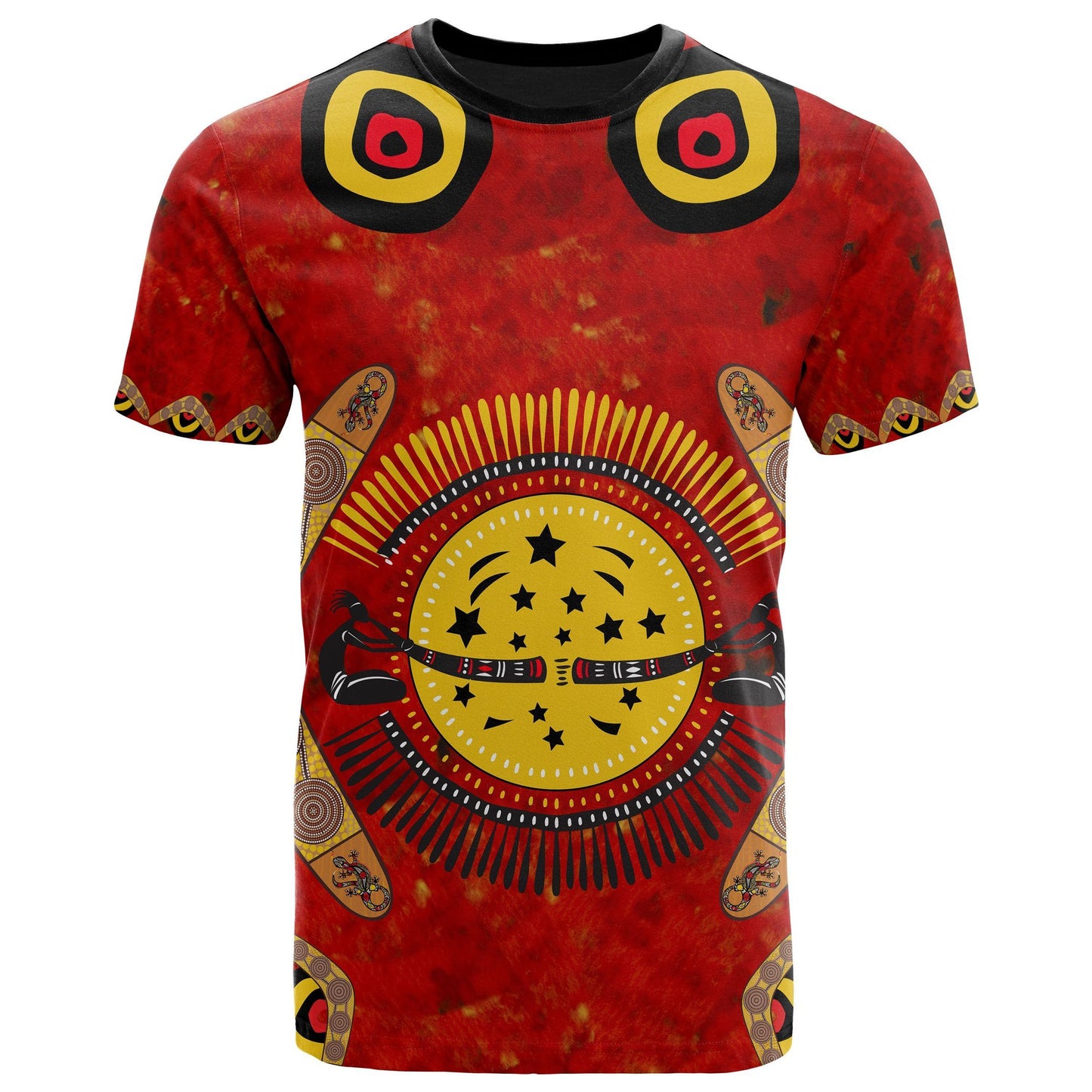 Aboriginal T Shirt, Lizard And Boomerang Patterns