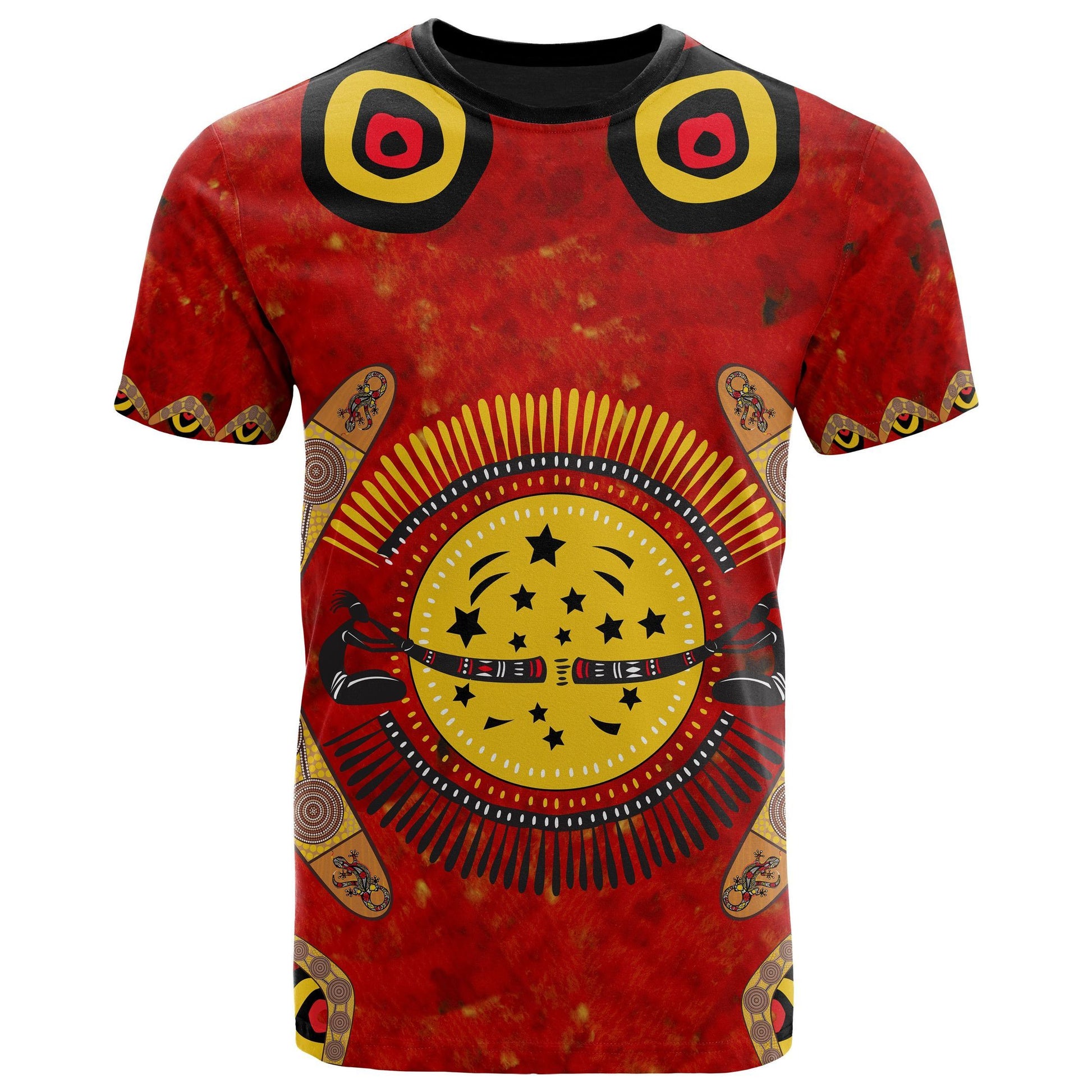 Aboriginal T Shirt, Lizard And Boomerang Patterns
