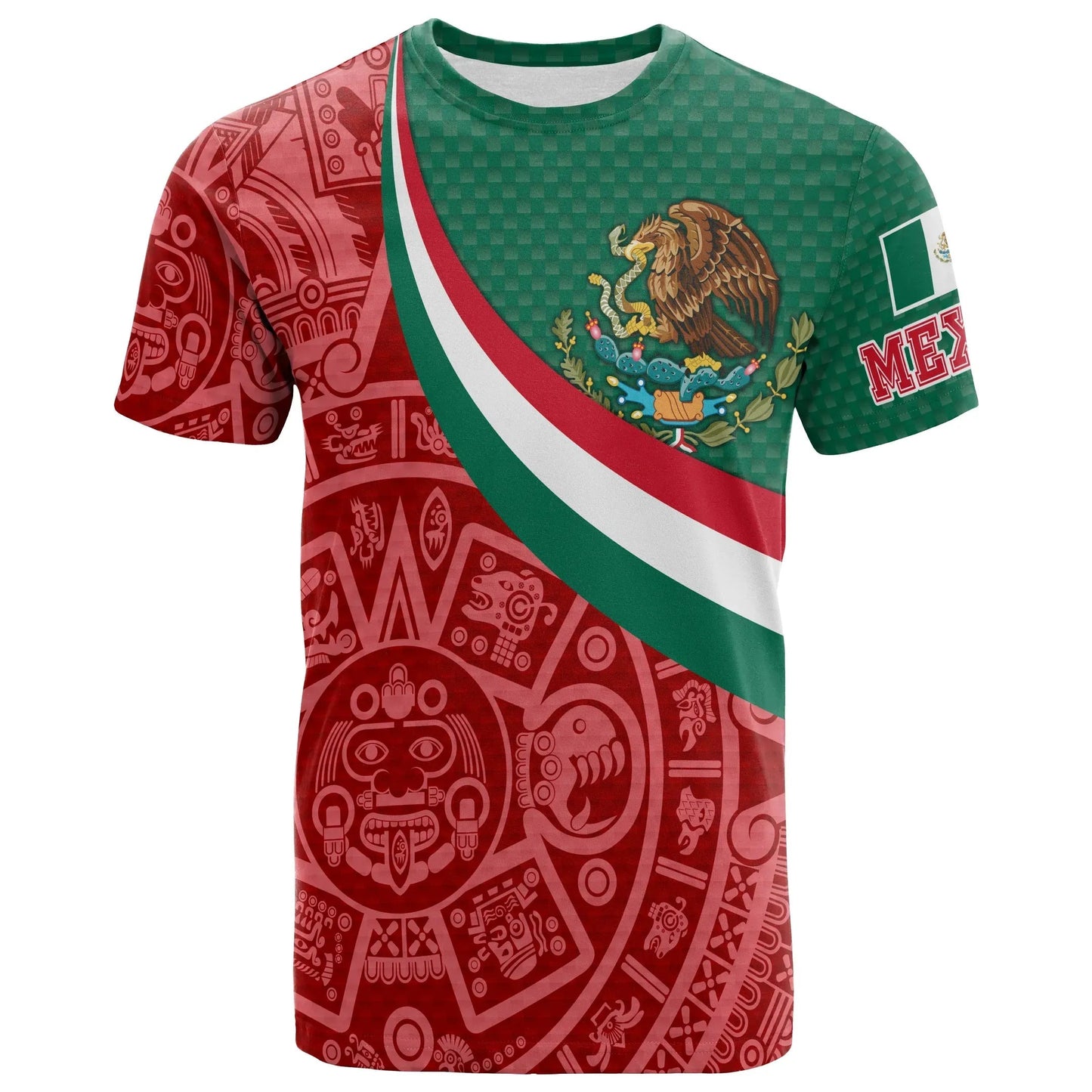 Mexico T Shirt Mexico Coat Of Arms With Aztec Patterns
