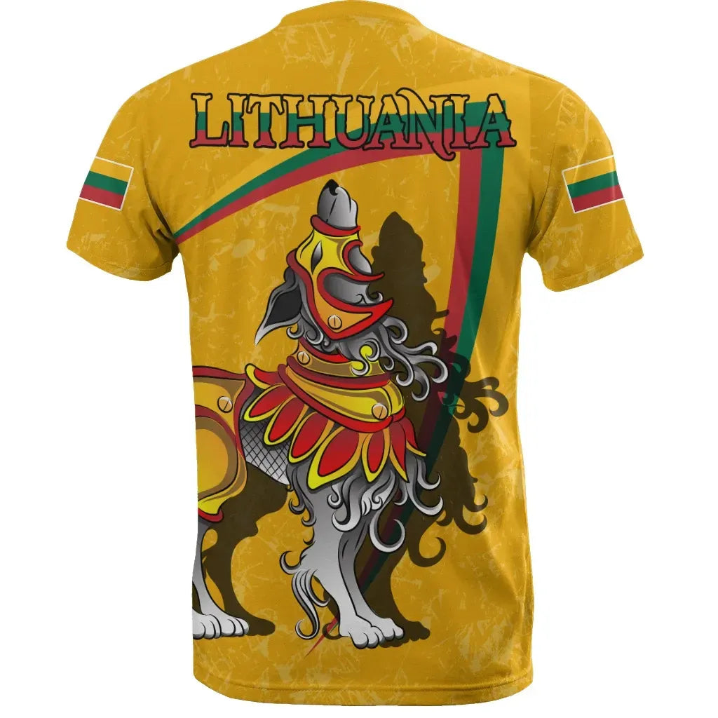 (Lietuva) Lithuania T Shirt Lithuanian Iron Wolf Yellow