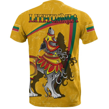 (Lietuva) Lithuania T Shirt Lithuanian Iron Wolf Yellow