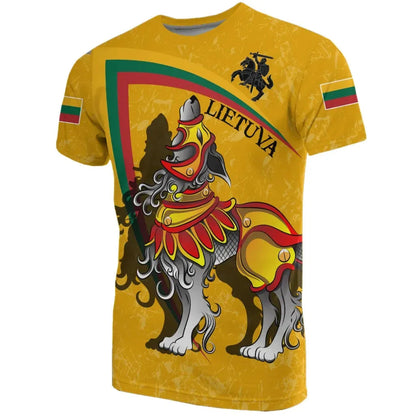 (Lietuva) Lithuania T Shirt Lithuanian Iron Wolf Yellow