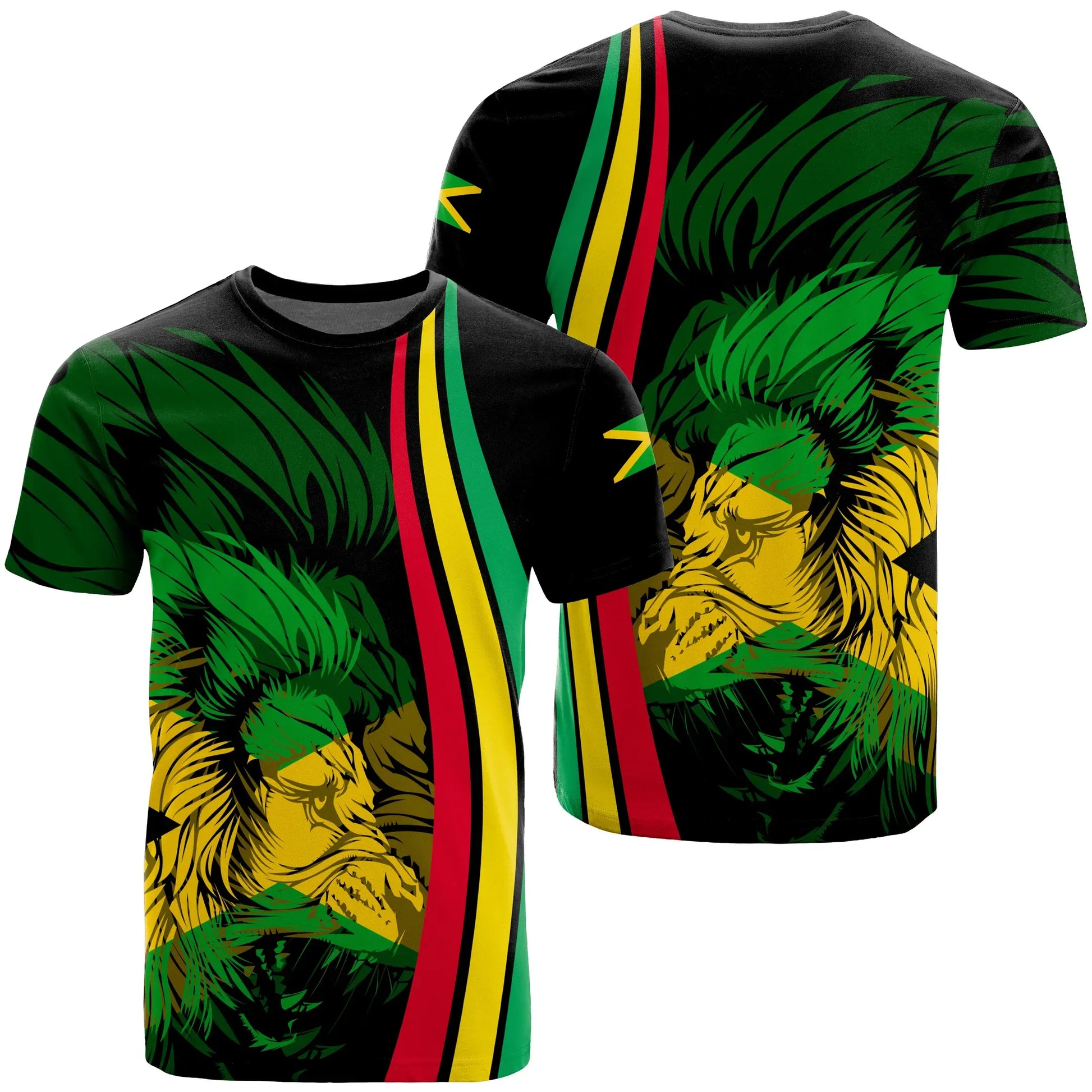 Jamaica Flag Rasta Lion T Shirt Ten Style