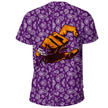 Grape Street Crips Gang Sign T-Shirt - Purple Bandana Unisex Shirt