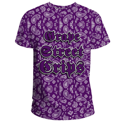 Grape Street Crips Gang Sign T-Shirt - Purple Bandana Unisex Shirt