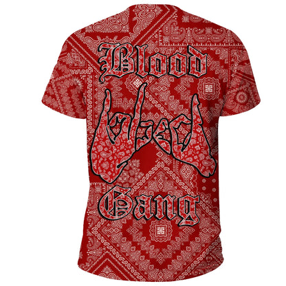 Blood Gang T-Shirt - Red Paisley Unisex Printed Shirt