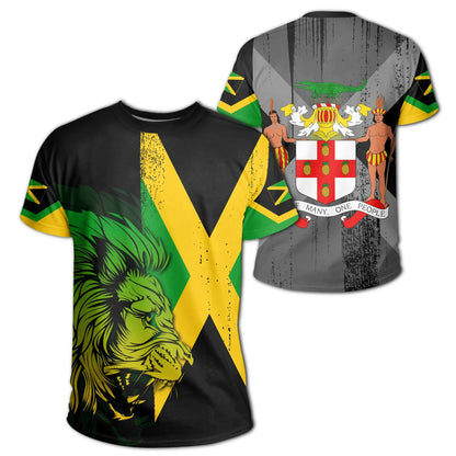 Jamaica Lion Flag And Coat Of Arm T Shirt