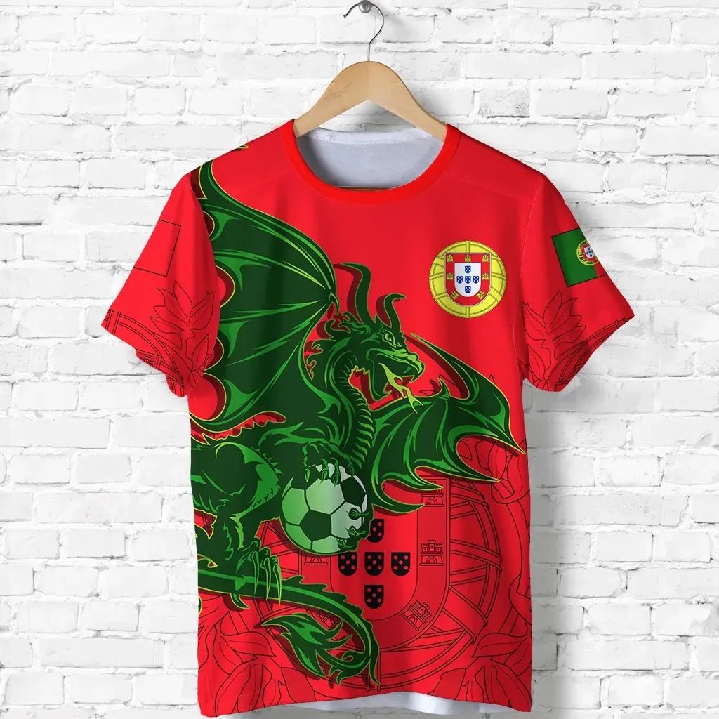 Portugal Football Dragon Green T Shirt