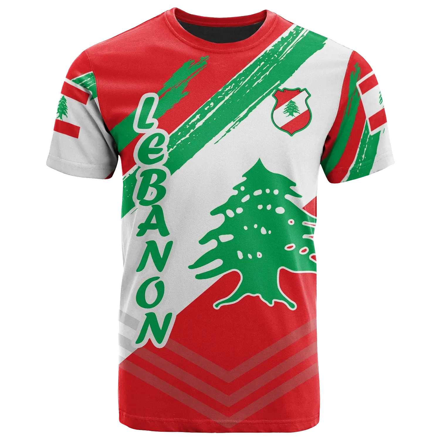 Lebanon Personalised T Shirt Lebanon Flag Polygon Style24