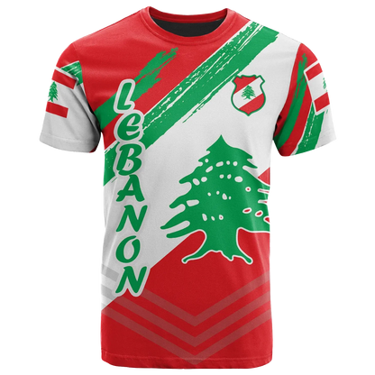 Lebanon Personalised T Shirt Lebanon Flag Polygon Style24