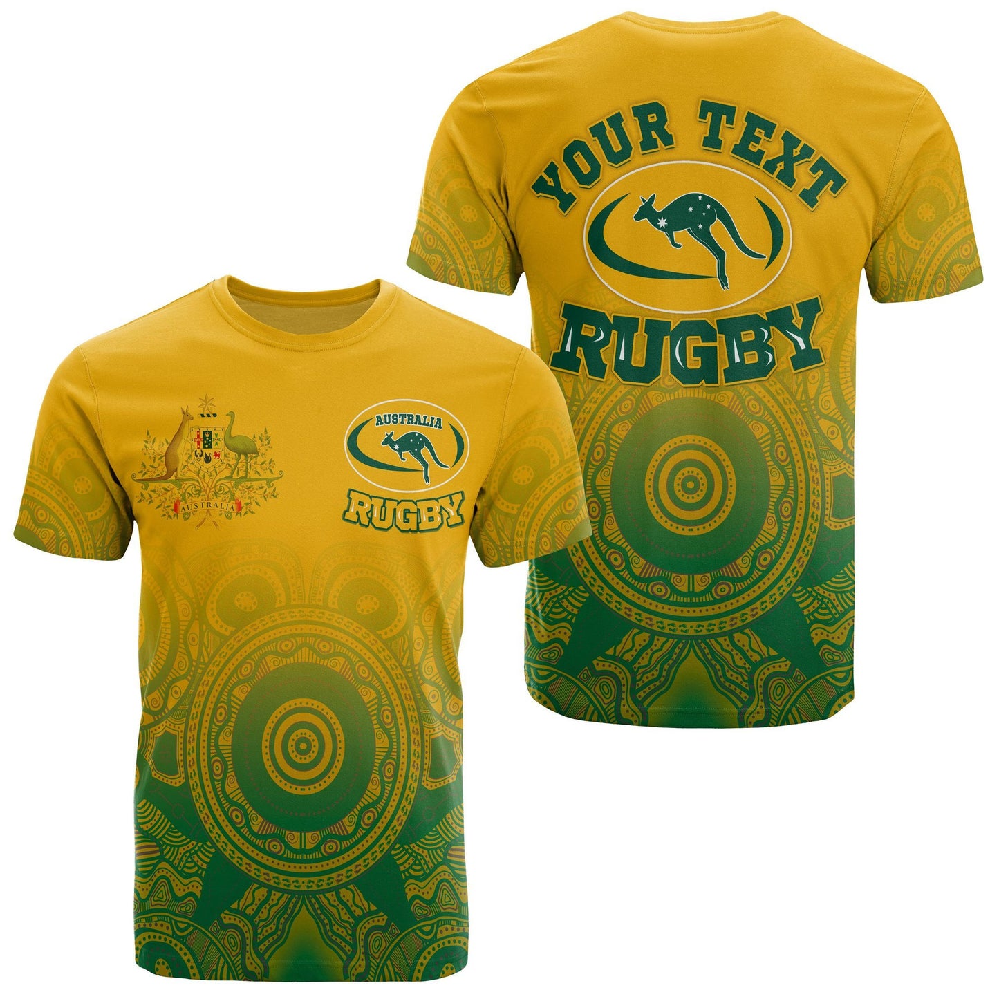 Custom Australia Aboriginal T Shirt, Australia Rugby And Coat Of Arms