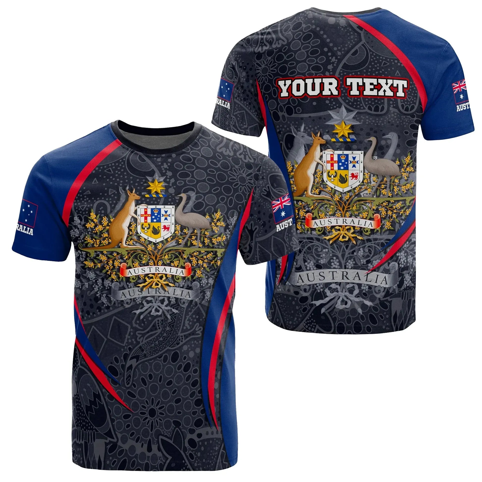 Custom Text Australia T Shirt, Australian Coat Of Arms Aussie Spirit