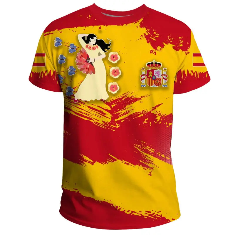 Spain T Shirt Spain Flag Brush