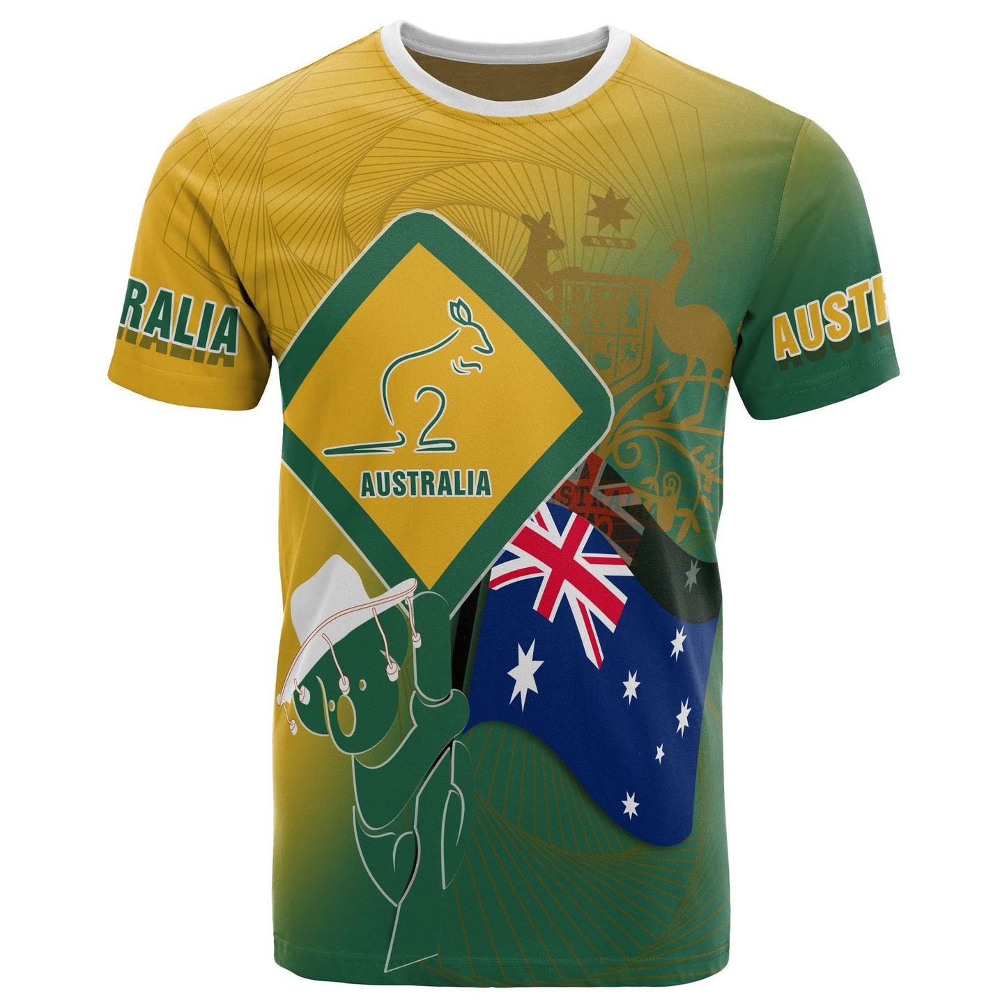 T Shirt Aus Flag And Coat Of Arms Shirt Kangaroo And Koala Sign Unisex