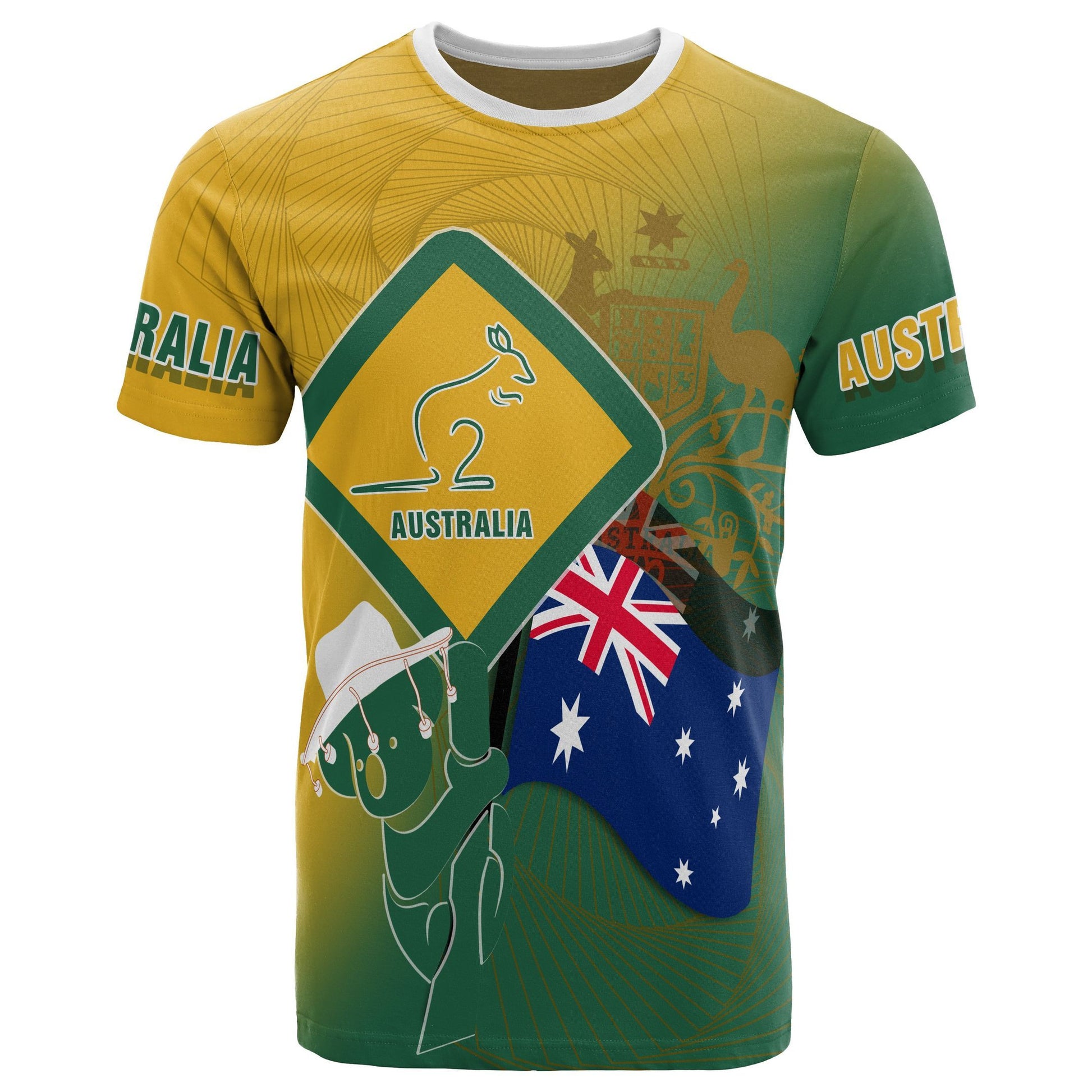 T Shirt Aus Flag And Coat Of Arms Shirt Kangaroo And Koala Sign Unisex