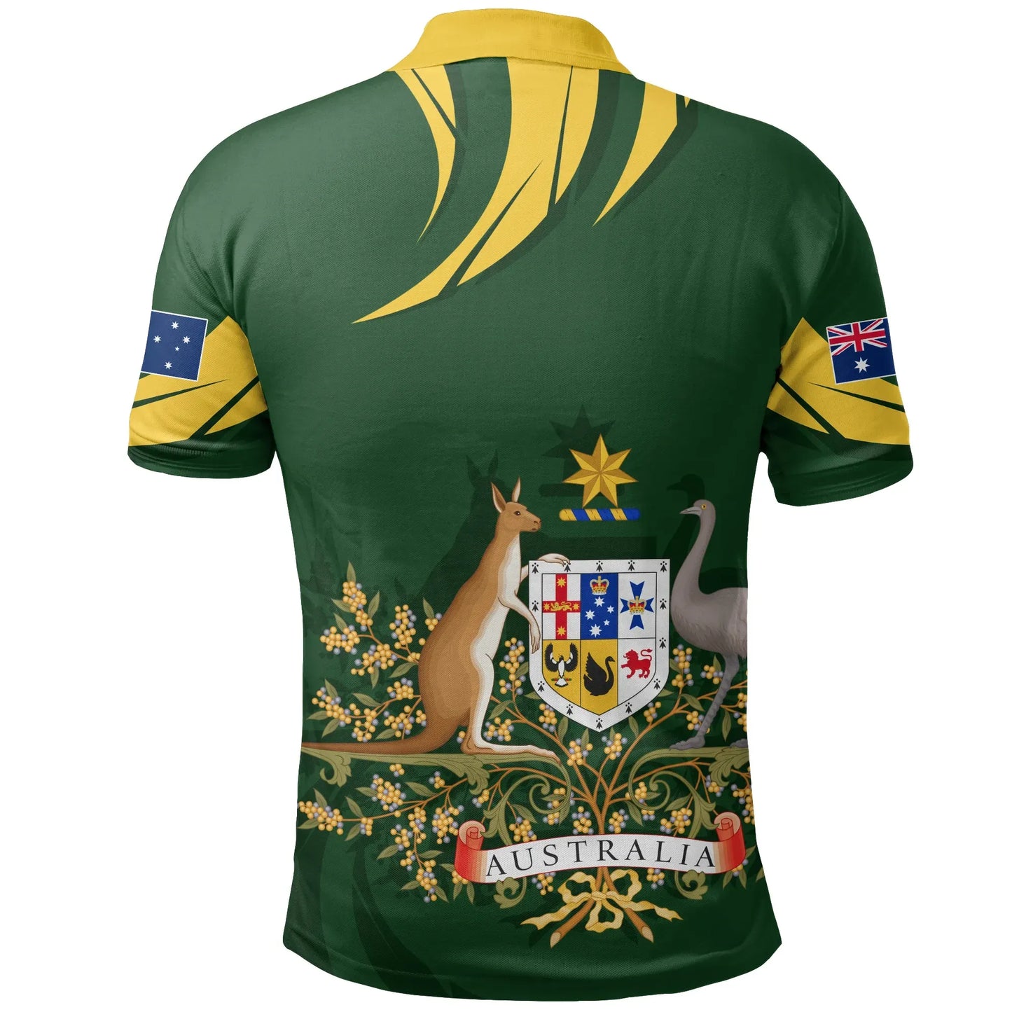 Australia Polo Shirt, Australia Coat Of Arms Green