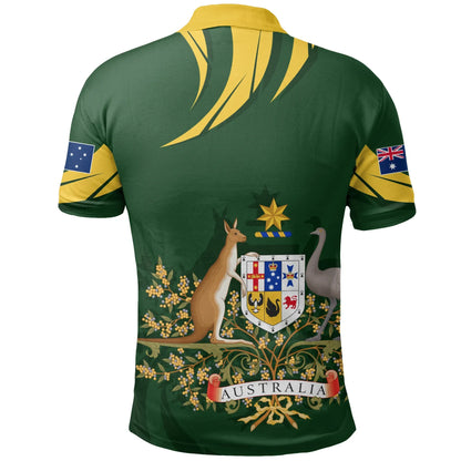 Australia Polo Shirt, Australia Coat Of Arms Green