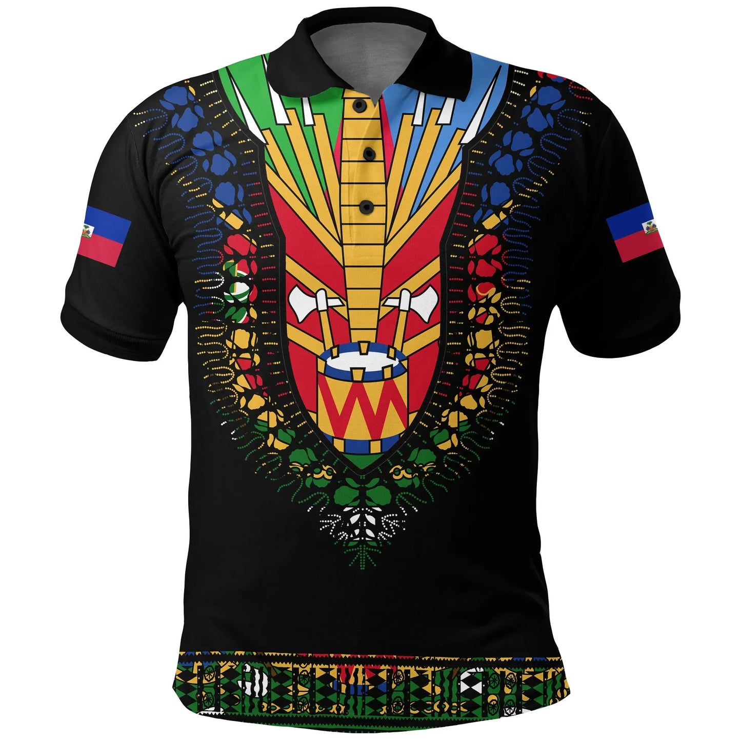 Haiti Polo Shirt Dashiki Pattern