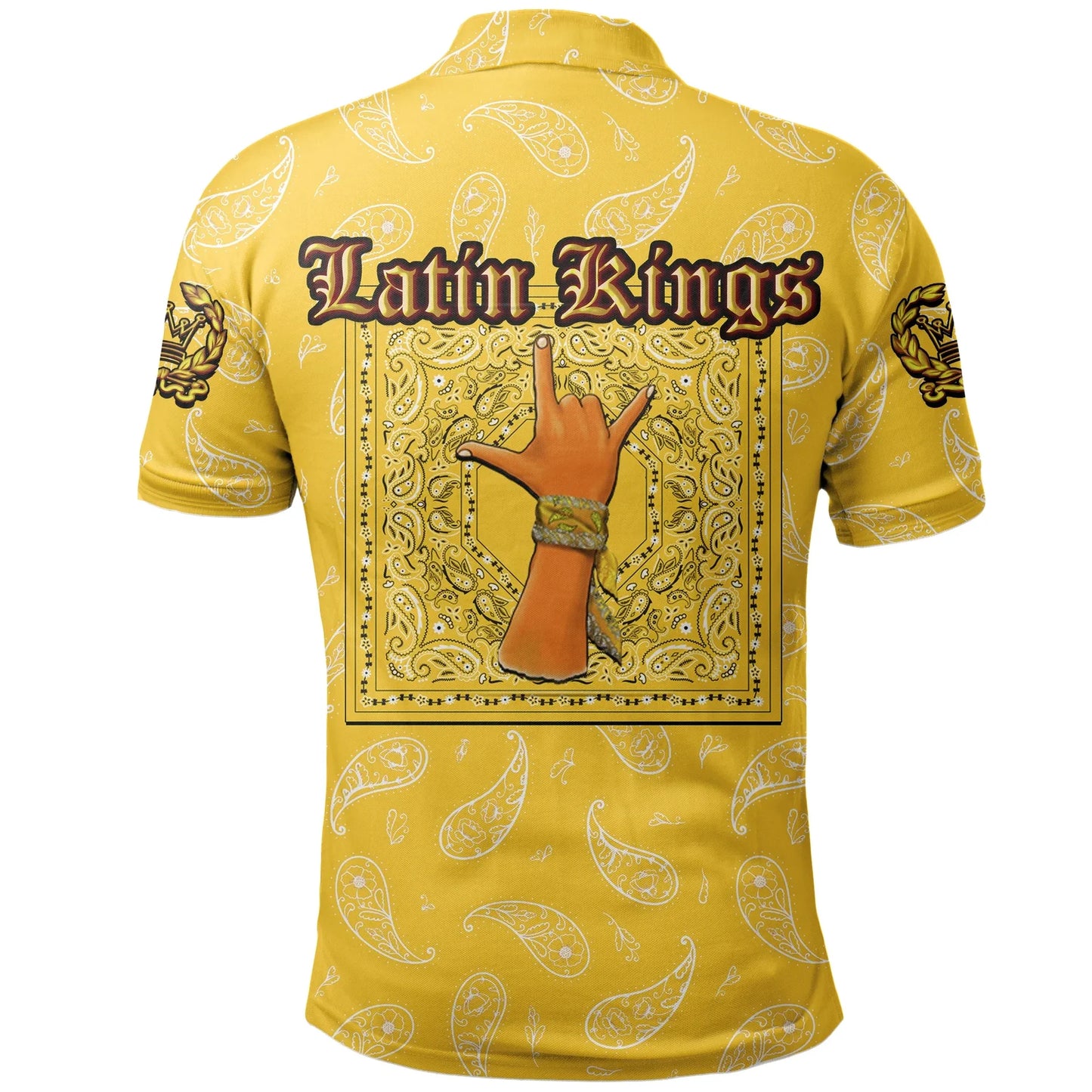 Latin Kings Gang Polo Shirt - Yellow Bandana Pattern Printed Shirt