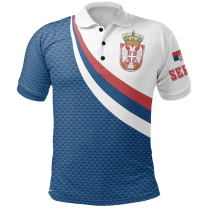 Serbia Polo Shirt Serbia Flag Blue