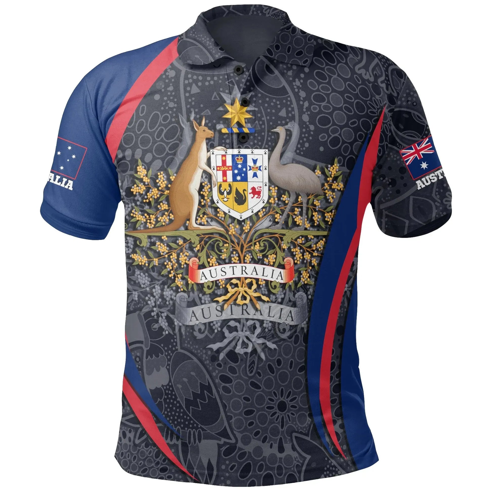 Australia Aboriginal Polo Shirt, Australian Coat of Arms Aussie Spirit