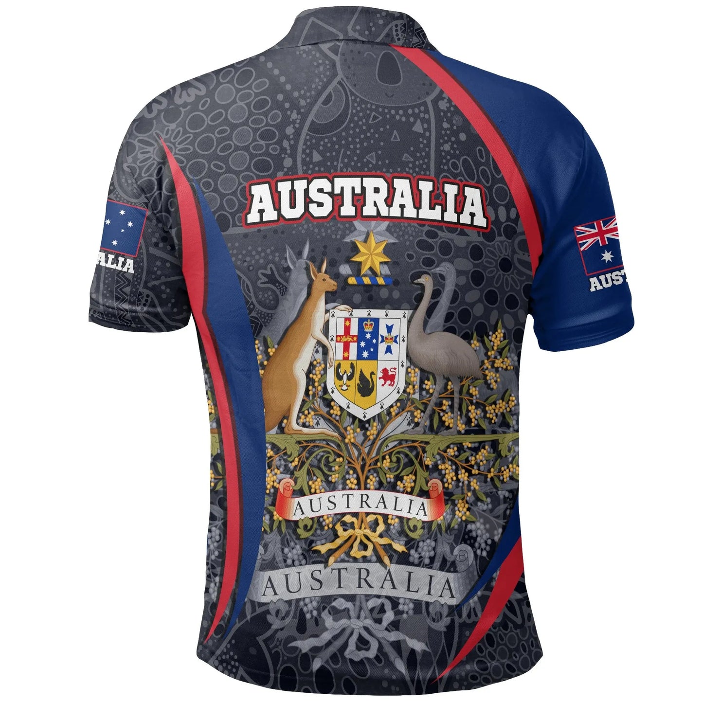 Australia Aboriginal Polo Shirt, Australian Coat of Arms Aussie Spirit