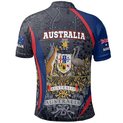Australia Aboriginal Polo Shirt, Australian Coat of Arms Aussie Spirit