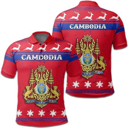 Christmas Cambodia Polo Shirt Coat Of Arms
