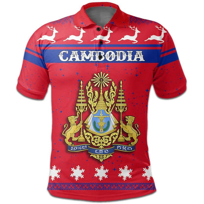 Christmas Cambodia Polo Shirt Coat Of Arms