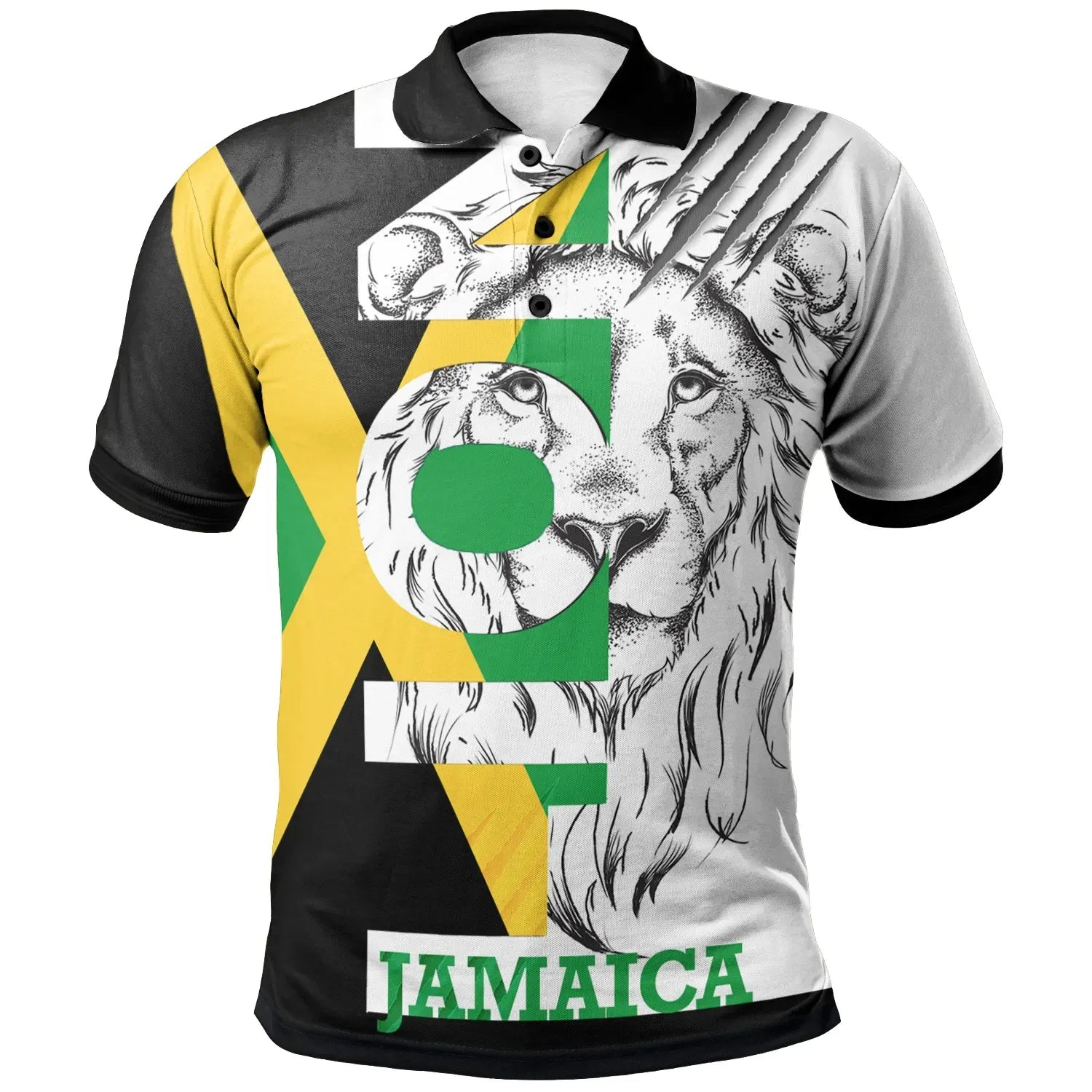JahBlessJamaica Polo Shirts Jamaica Lion With Flag Color