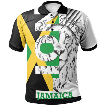JahBlessJamaica Polo Shirts Jamaica Lion With Flag Color