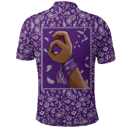Grape Street Crips Polo Shirt - Purple Bandana Printed Shirt